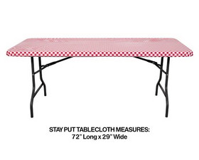 Creative Converting 349753 Red And White Gingham 29" X 72" Rectangular Stay Put Plastic Tablecloth