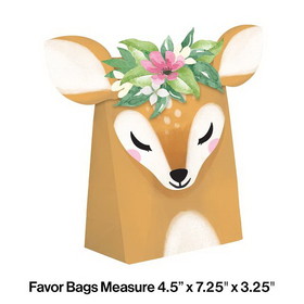 Creative Converting 350487 Little Deer Birthday Paper Treat Bags