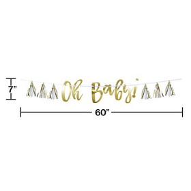 Creative Converting 351508 White And Gold Oh Baby Tassel Banner