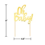 Creative Converting 351513 Oh Baby Gold Foil Cake Topper