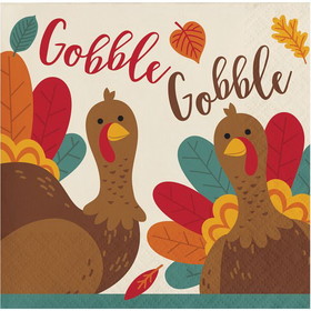 Creative Converting 352866 Thanksgiving Turkey Beverage Napkins