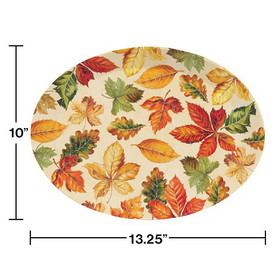 Creative Converting 353001 Fall Leaves Oval Plastic Tray