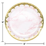 Creative Converting 353960 Pink Marble Paper Plates