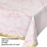 Creative Converting 353966 Pink Marble Paper Tablecloth