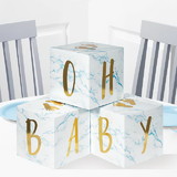 Creative Converting 353977 Blue Marble Baby Shower Oh Baby Blocks Centerpiece