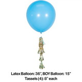 Creative Converting 353979 Boy Baby Shower Blue Balloon With Tassel
