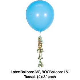 Creative Converting 353979 Boy Baby Shower Blue Balloon With Tassel