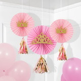 Creative Converting 353988 Princess Hanging Paper Fans With Tassels