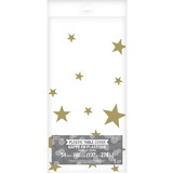 Creative Converting 354568 Black And Gold Stars Plastic Tablecloth