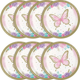 Creative Converting 354580 Golden Butterfly Dessert Plates