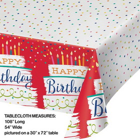 Creative Converting 354589 Festive Cake Happy Birthday Paper Tablecloth