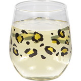 Creative Converting 355787 Leopard Plastic Stemless Wine Glass (Case of 6)