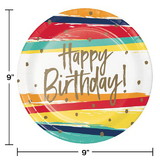 Creative Converting 356648 Happy Birthday Stripes Paper Plates