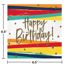 Creative Converting 356650 Happy Birthday Stripes Napkins (Case of 12)