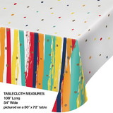 Creative Converting 356652 Birthday Stripes Paper Tablecloth