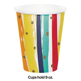 Creative Converting 356653 Birthday Stripes Paper Cups