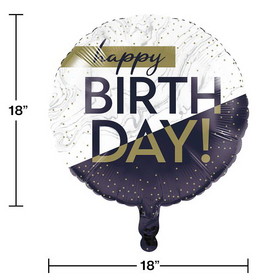 Creative Converting 357389 Navy And Gold Birthday Mylar Balloon