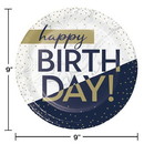 Creative Converting 357590 Navy And Gold Birthday Paper Plates