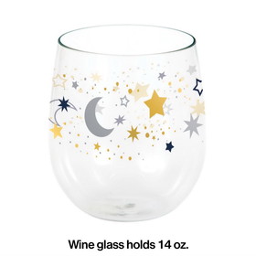 Creative Converting 360472 Starry Night Plastic Wine Glass (Case of 6)