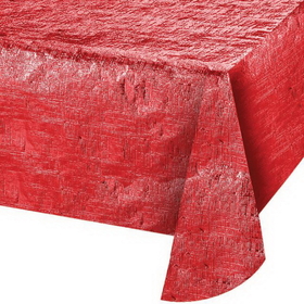 Creative Converting 38327 D&#233;cor Tablecover, Metallic Red, 54"X108", CASE of 12
