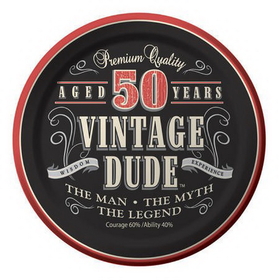 Creative Converting 411567 Vintage Dude 50th 7&quot; Lunch Plates (Case of 96)