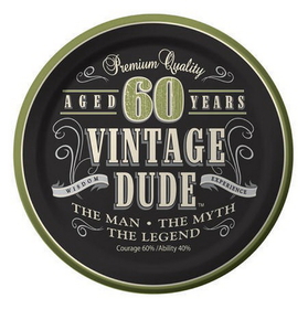 Creative Converting 411667 Vintage Dude 60th 7&quot; Lunch Plates (Case of 96)