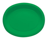 Creative Converting 433261 Emerald Green 12" Oval Platters (Case of 96)