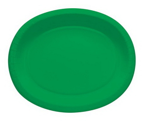 Creative Converting 433261 Emerald Green 12&quot; Oval Platters (Case of 96)