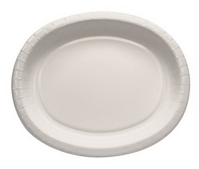 Creative Converting 433272 White 12&quot; Oval Platters (Case of 96)