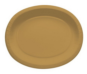 Creative Converting 433276 Glittering Gold 12&quot; Oval Platters (Case of 96)