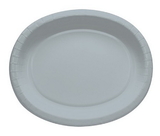 Creative Converting 433281 Shimmering Silver 12" Oval Platters (Case of 96)