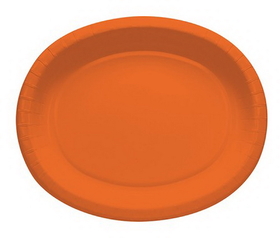 Creative Converting 433282 Sunkissed Orange 12&quot; Oval Platters (Case of 96)