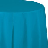 Creative Converting 703131 Turquoise Blue Round Plastic Tablecloth