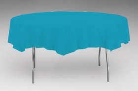 Creative Converting 923131 Turquoise Tissue/Poly Tablecover 82" Octy Solid (Case of 12)