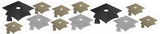 Creative Converting 993451 Graduation Décor Mini Glitter Cutout Asstmnt, Blk/Silv/Gold, CASE of 72