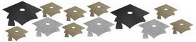 Creative Converting 993451 Graduation D&#233;cor Mini Glitter Cutout Asstmnt, Blk/Silv/Gold, CASE of 72