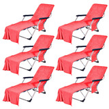 Muka 6 PCS Microfiber Terry Cloth Beach Pool Lounge Chair Cover Convenient Pocket, 29