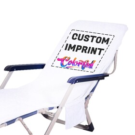 Muka Custom Beach Pool Lounge Chair Cover Microfiber Terry Cloth Logo Imprint Branded, 29" x 83"