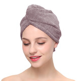 Muka Bamboo Charcoal Fiber Hair Drying Towel with Button, Highly Absorbent Drying Hair Towel, Hair Wraps to Reduce Frizz (25.6 Inch * 9.8 Inch)