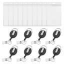 GOGO 50 Pack Retractable Badge Holder with Carabiner Reel Clip and Clear Vertical ID Card Holders, 3 Size