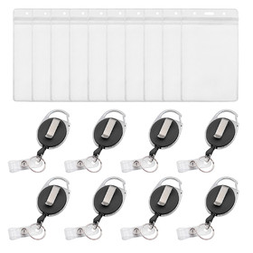 MUKA 50 Pack Retractable Badge Holder Sets with Carabiner Reel and Clear Vertical ID Card Holders