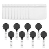 MUKA 50 Pcs Translucent Retractable Badge Holder Reel with Clear Horizontal Style ID Card Holders