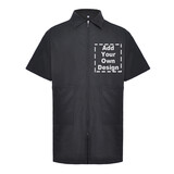 TOPTIE Custom Barber Jacket Short-Sleeves Machine Washable Men's Coat Black Work Shirt