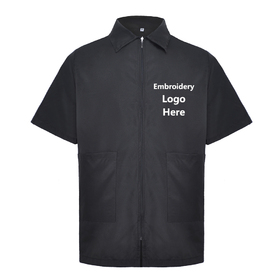 TOPTIE Custom TOPTIE Barber Jacket Men's Coat Black Work Shirt - Embroidered Logo or Image on Left Chest