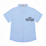 Personalized Toddler Kids Short Sleeve Woven Button Down Shirt Uniform -- Embroidered Text Only