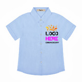 Add Your Logo Toddler Kids Short Sleeve Woven Button Down Shirt Uniform -- Embroidered Logo or Image on Left Chest