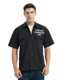 TOPTIE Personalized Short Sleeve Work Shirt Customized Work Clothes -- Embroidered Logo or Image on Left Chest