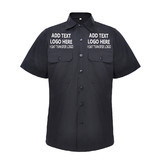 TOPTIE Add Your Logo Staff Black Work Shirt Custom Uniform -- Heat Transfer Logo Front and Back