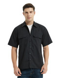 TOPTIE Men's Short-Sleeve Work Shirt Straight Collar Utility Uniform Stain and Wrinkle Resistant