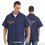 TOPTIE Add Your Text Embroidered Men's Zip Front Smock Short-Sleeve Zippered Work Shirt Utility Jacket